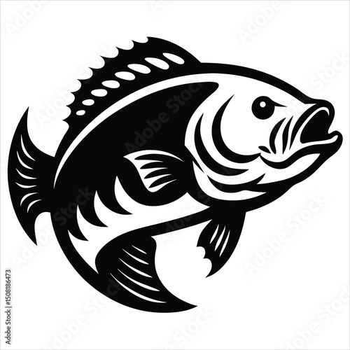 salmon trout fish vector art silhouette illustration on a white background.