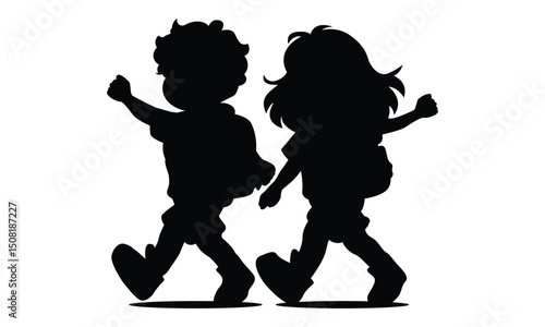 A black and white Children Vector Design