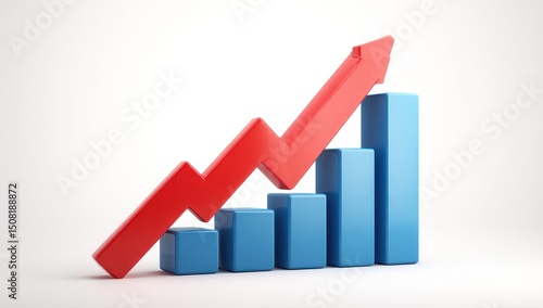3D bar graph with rising red arrow, signifying growth Free Download 3D bar graph with rising red arrow, signifying growth - GFXLoad