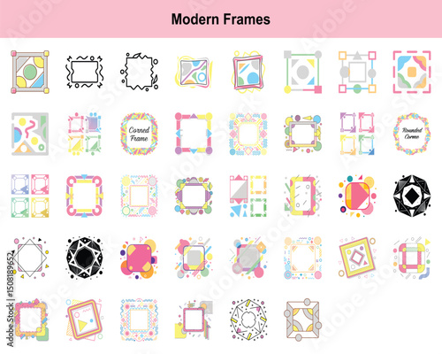 Modern Frames – Abstract Decorative Frame Icon Set for Creative Design Projects