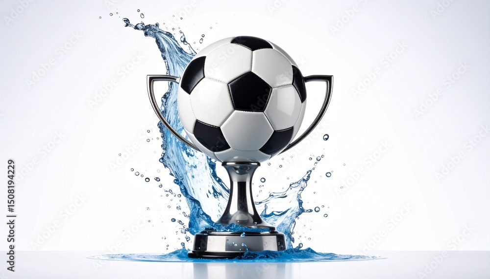 Naklejka premium Football cup made from water splashes isolated on white background