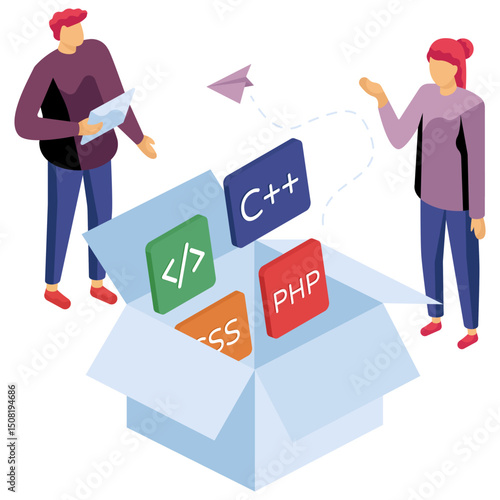 A creative design illustration of coding parcel 