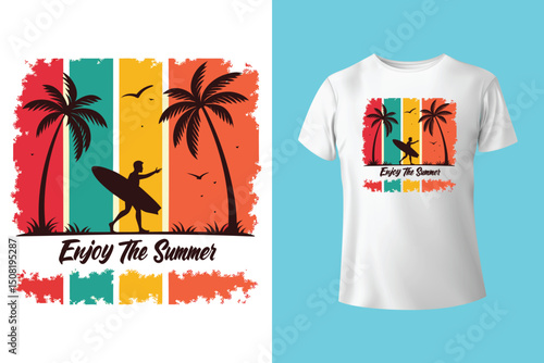 Tropical Summer Shirt Design – Palm Trees and Sunshine, Outdoor Summer Day Tee – Relax and Enjoy the Heat, Summer Mood T-Shirt Artwork – Ocean, Fun, and Sun, Summer Graphic Tee – Trendy Design for Hot