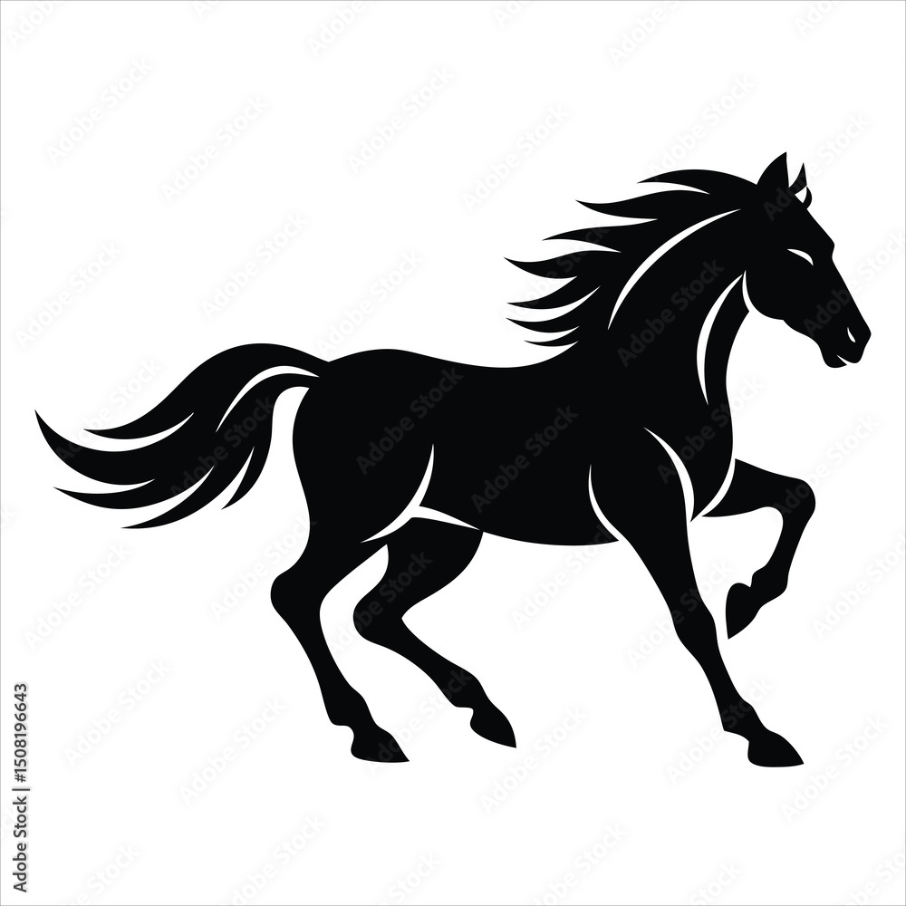 A silhouette of a running horse A silhouette of a running horse