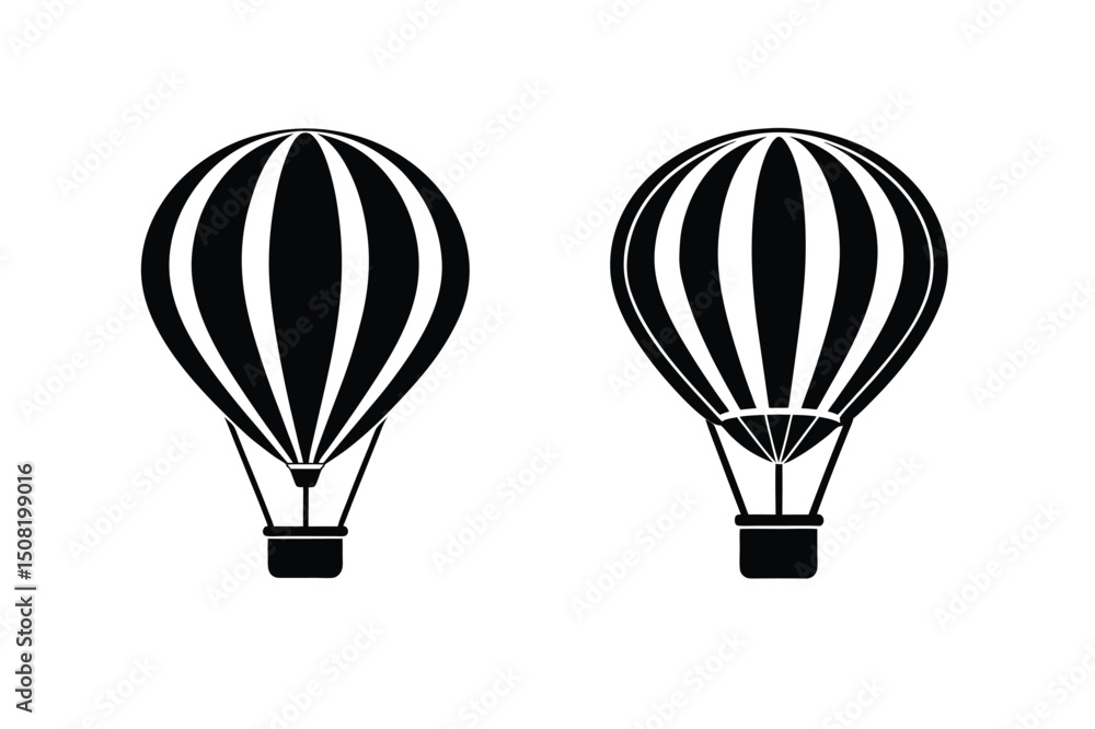 Naklejka premium Hot air balloon vector illustration. black air balloon silhouette vector design.