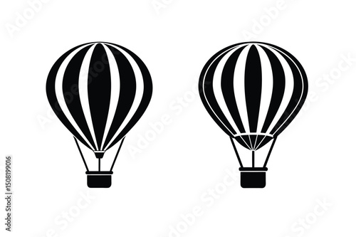 Hot air balloon vector illustration. black air balloon silhouette vector design.