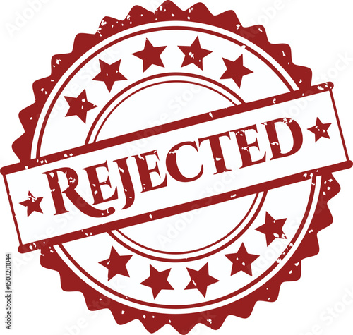 denied approval stamp with weathered grunge effect and ornamental star pattern border design
