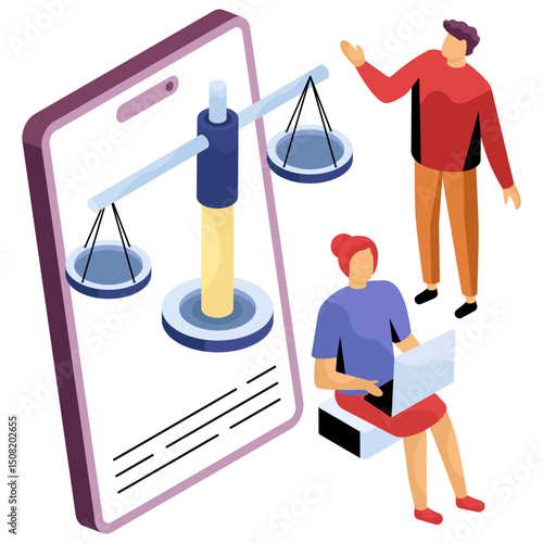 Unique design icon of mobile justice 