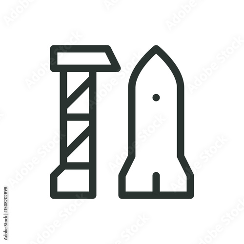 Launch pad line icon, spaceport vector symbol with editable stroke