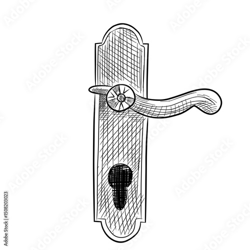 door handle vector line art hand drawn illustration 