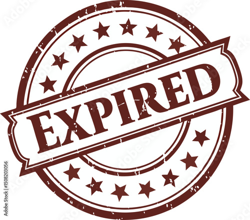 brown expired stamp seal with distressed texture perfect for official documents and legal papers
