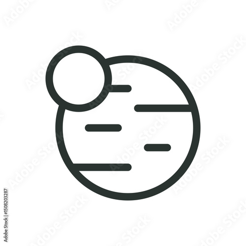 Planet with moon satellite line icon, unknown planet vector symbol with editable stroke