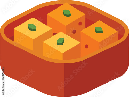 Mapo tofu spicy and flavorful Chinese cuisine concept vector art illustration