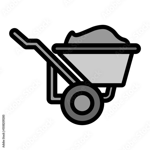 Wheel Barrow Vector Filled Icon Design