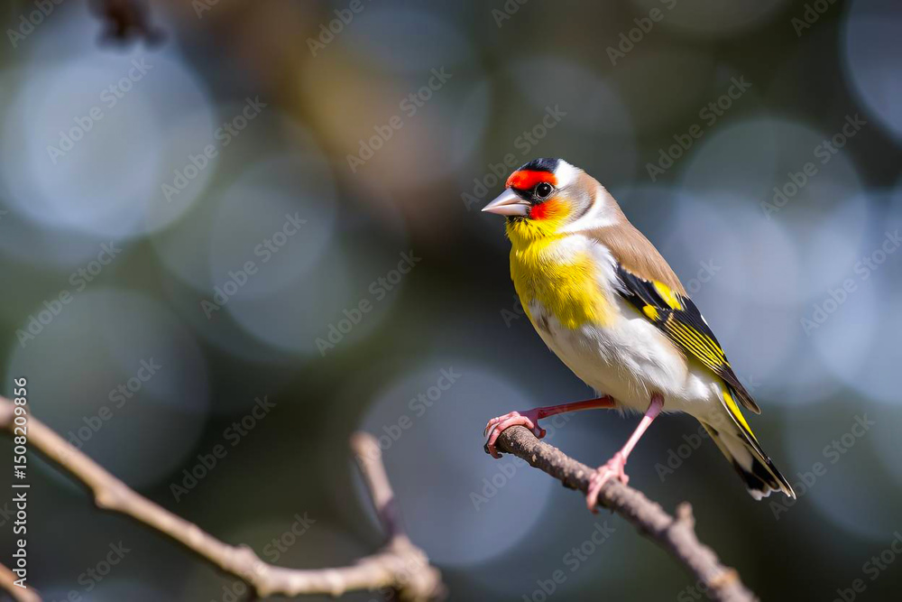 Vibrant Goldfinch Perched on a Tree Branch, Showcasing Its Bright Yellow and Black Plumage in a Serene Natural Setting, Vibrant Wallpaper Vibrant Goldfinch Perched on a Tree Branch, Showcasing Its Bright Yellow and Black Plumage in a Serene Natural Setting, Vibrant Wallpaper