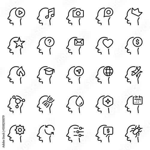 Outline icons set for Thinking mind