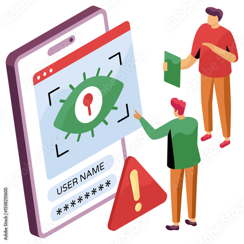 A colored design illustration of iris recognition