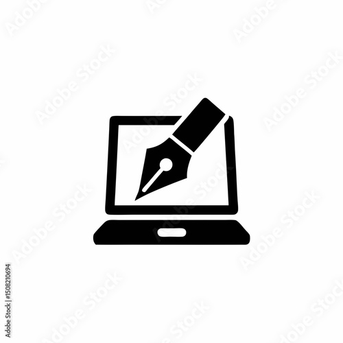 Digital Signature Icon Vector Silhouette Design