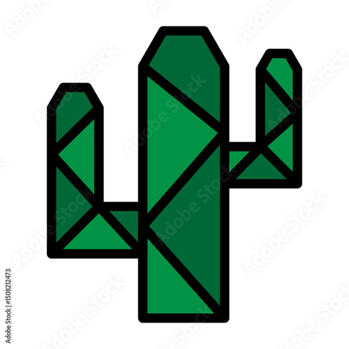 Cactus Origami Vector Filled Icon Design