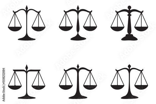 Law and Justice Scale Silhouettes – Vector Weighing Icons