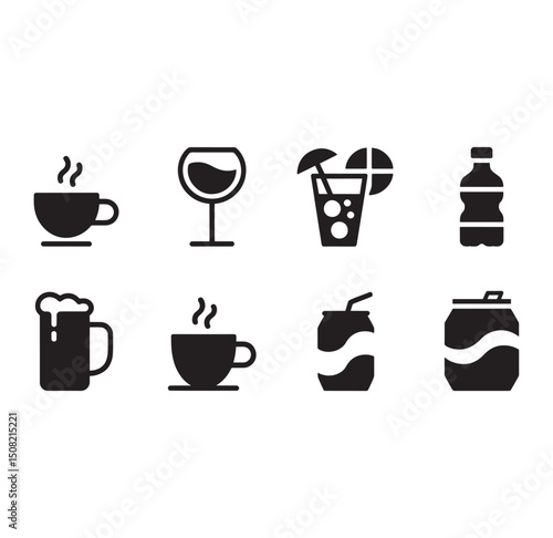 Wallpaper Mural Silhouette Illustration of Hot Beverage Cup Icon with Steam Lines on White Background for Menu Design and Drink Concepts Torontodigital.ca