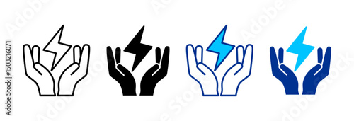 Hands Icon Set Multiple Style Vector Illustration