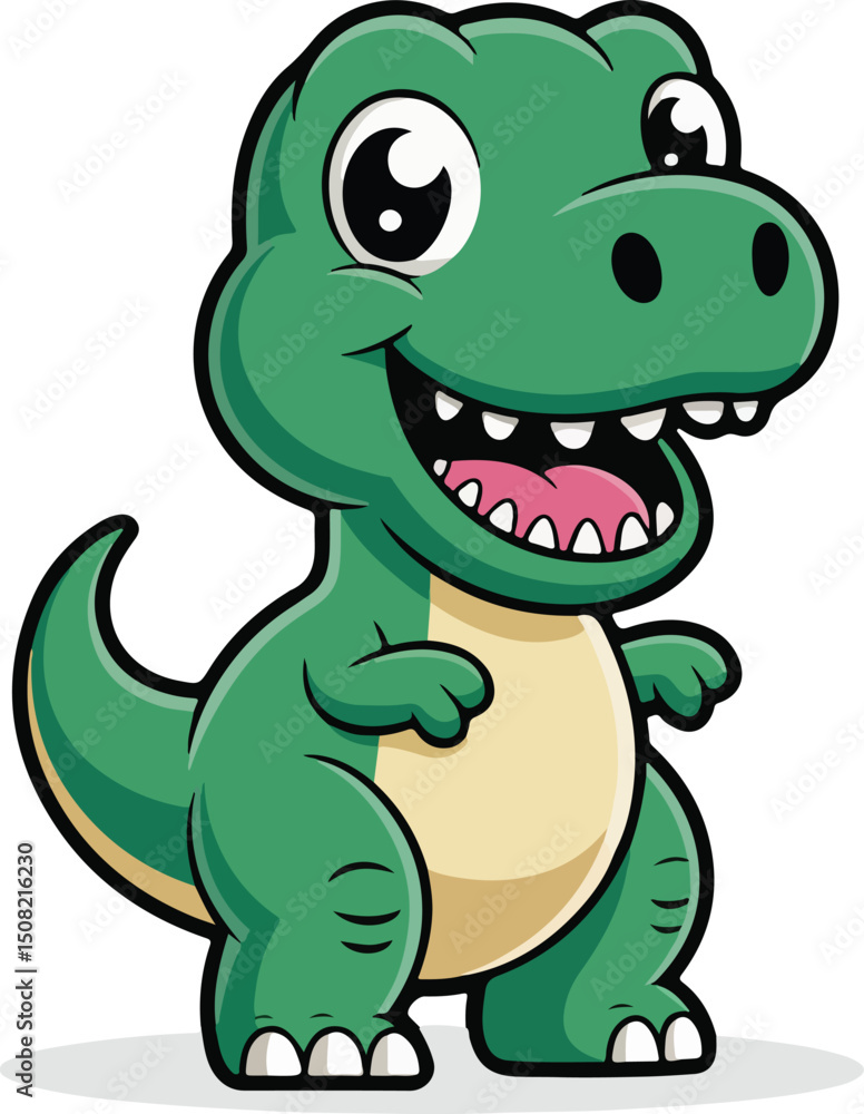 Fototapeta premium Happy Green Cartoon Dinosaur