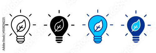 Eco Bulb Icon Set Multiple Style Vector Illustration