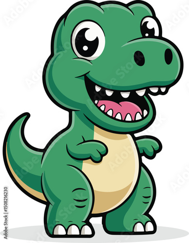 Happy Green Cartoon Dinosaur