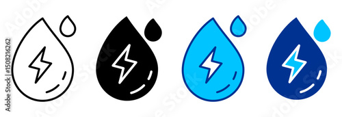 Water Energy Icon Set Multiple Style Vector Illustration