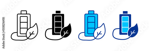 Battery Saver Icon Set Multiple Style Vector Illustration