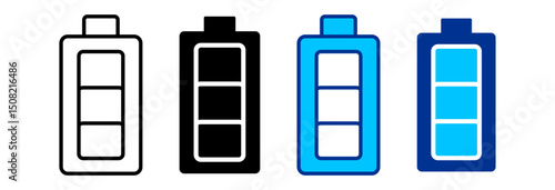 Battery Icon Set Multiple Style Vector Illustration