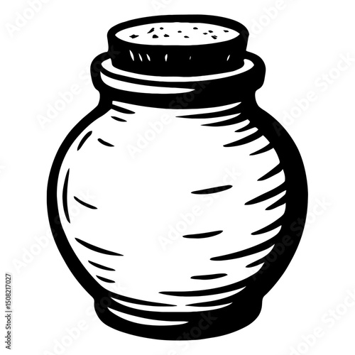 Monochrome vector icon of an earthen pot, ideal for themes of cooking, traditional crafts, or gardening.