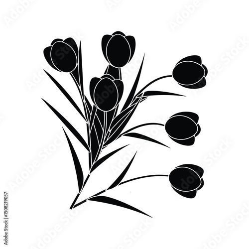 Flower Icon. Illustration of an Unopened Flower Bud on a Stem. Ornamental Plant.