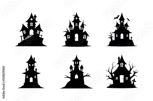 Horror hunted house design bundle Free Vector