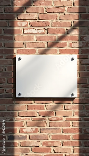 Wallpaper Mural Blank white sign on red brick wall with shadows Torontodigital.ca