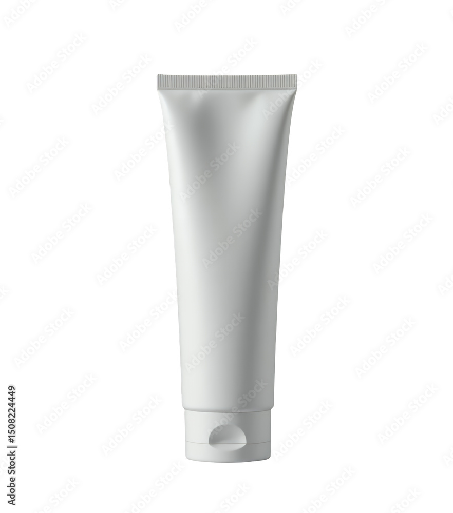 Minimalist white plastic cosmetic tube container isolated on black background Minimalist white plastic cosmetic tube container isolated on black background