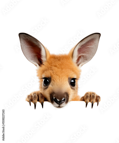 Cute peeking red fox and cub isolated on white as a funny cartoon mammal illustration