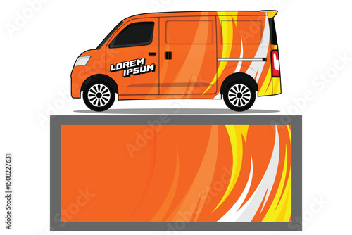 Dynamic orange Van Wrap Design for Commercial Vehicles