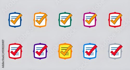 Checklist vector icon set, checkmarks, cross symbols, and clipboard designs vector style.