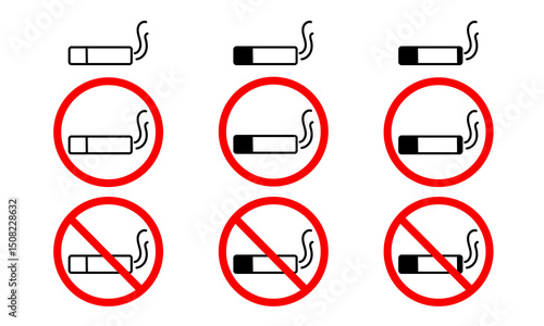 No smoking icon symbol for restaurant, room, public places. isolated cigarette prohibition sign.