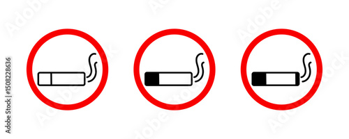 No smoking icon symbol for restaurant, room, public places. isolated cigarette prohibition sign.