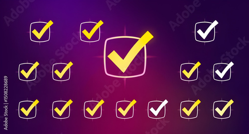 Checklist vector icon set, checkmarks, cross symbols, and clipboard designs vector style.