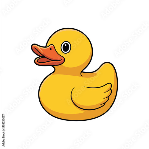 Cute yellow rubber ducky cartoon illustration