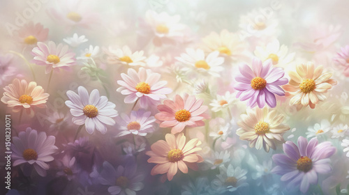 watercolor botanical Gerbera flowers texture template background.Elegant wedding invitation card background . Minimal hand painted Design for wedding or Valentine's Day