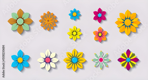 flower design elements, flower graphic set, flower line art icons, flower UI icons, flower emoji style, simple flower icons, abstract flower icons, decorative flower icons, rose icon, tulip icon, dais