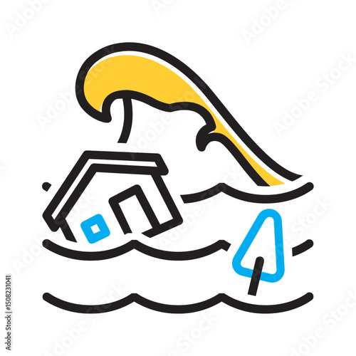 Vector multi color icon for Flood