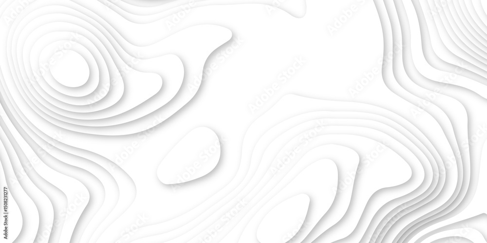 Abstract wavy line 3d paper cut white background. white and gray luxury grid topography map and satin smooth wallpaper matt paper light texture. White waves decorative papercut design. Abstract wavy line 3d paper cut white background. white and gray luxury grid topography map and satin smooth wallpaper matt paper light texture. White waves decorative papercut design.