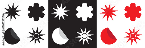 Sale sticker, price tag, starburst, quality mark, sunburst badges vector.  Vector illustration. isolated on white and black background. EPS 10
