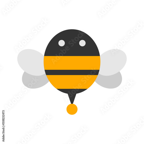 Cute bee doodle icon flat vector design
